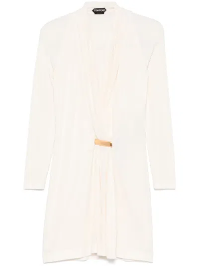 TOM FORD BAR-DETAIL V-NECK MINI DRESS