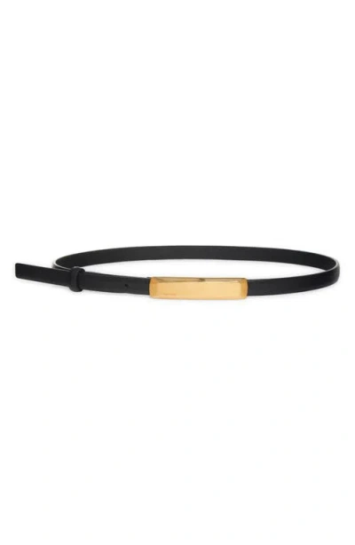 Tom Ford Bar Skinny Leather Belt In Black