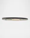 Tom Ford Bar Snake Leather Skinny Belt In Vintage Silver