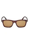 Tom Ford Men's Barron Acetate Square Sunglasses In Havana Eco/t Logo/brown