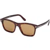 Tom Ford Men's Barron Acetate Square Sunglasses In Brown