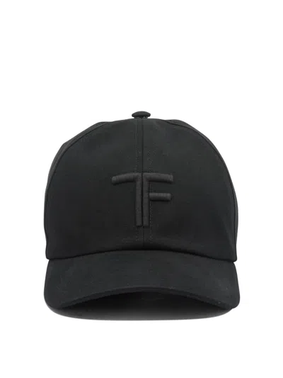 Tom Ford Logo Embroidered Cotton Baseball Cap In Black