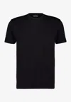 Tom Ford Black Crewneck T-shirt With Logo Embroidery On The Front In Cotton Blend Man In Black