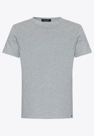 Tom Ford Basic Crewneck T-shirt In Grey