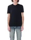 Tom Ford Black Basic Crewneck T-shirt With Tonal Stitching In Cotton Blend Man