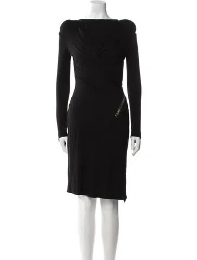Pre-owned Tom Ford Bateau Neckline Knee-length Dress In Black