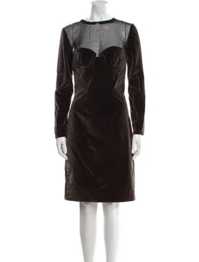 Pre-owned Tom Ford Bateau Neckline Knee-length Dress In Brown