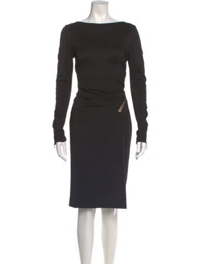Pre-owned Tom Ford Bateau Neckline Knee-length Dress In Gray