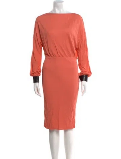 Pre-owned Tom Ford Bateau Neckline Knee-length Dress In Orange