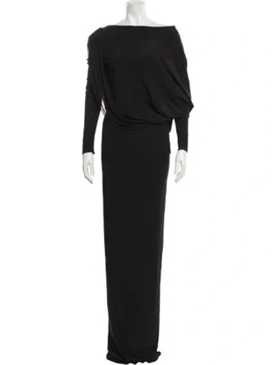 Pre-owned Tom Ford Bateau Neckline Long Dress In Black