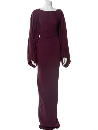 Pre-owned Tom Ford Bateau Neckline Long Dress In Burgundy