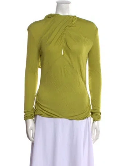 Pre-owned Tom Ford Bateau Neckline Long Sleeve Blouse In Green