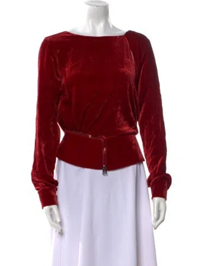 Pre-owned Tom Ford Bateau Neckline Long Sleeve Blouse In Red