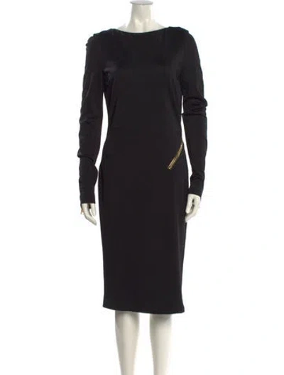 Pre-owned Tom Ford Bateau Neckline Midi Length Dress In Black