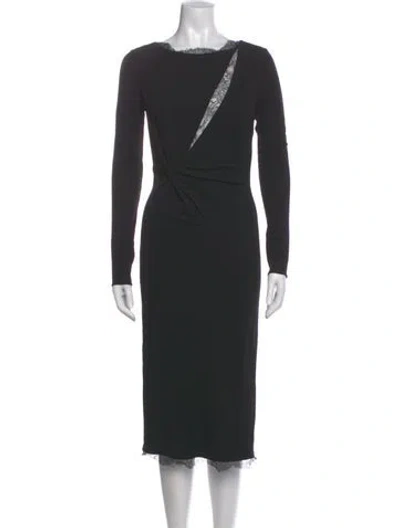 Pre-owned Tom Ford Bateau Neckline Midi Length Dress In Black