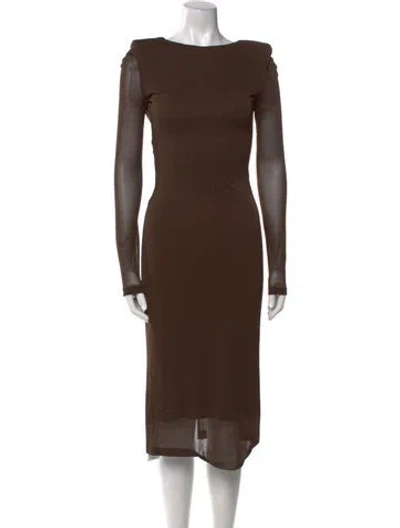Pre-owned Tom Ford Bateau Neckline Midi Length Dress In Brown