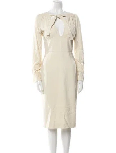 Pre-owned Tom Ford Bateau Neckline Midi Length Dress In Neutral