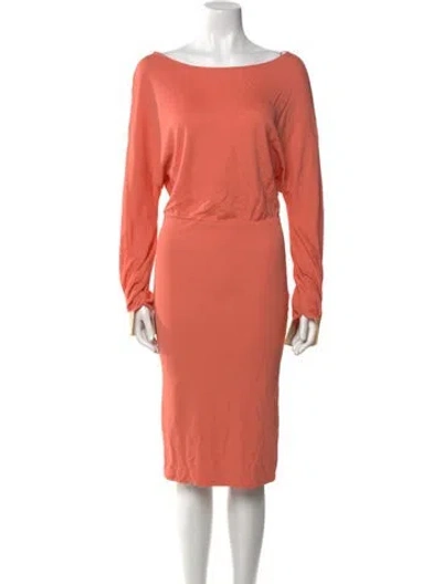 Pre-owned Tom Ford Bateau Neckline Midi Length Dress In Pink
