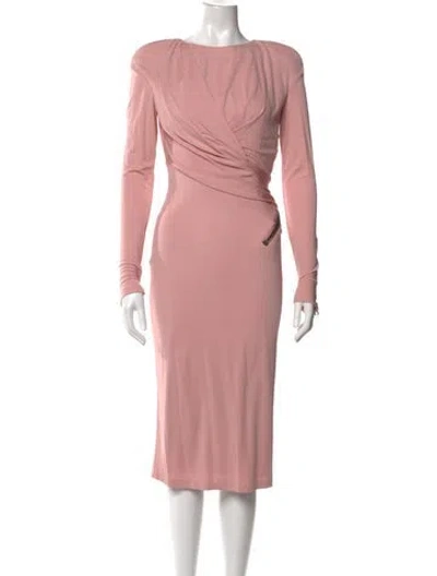 Pre-owned Tom Ford Bateau Neckline Midi Length Dress In Pink