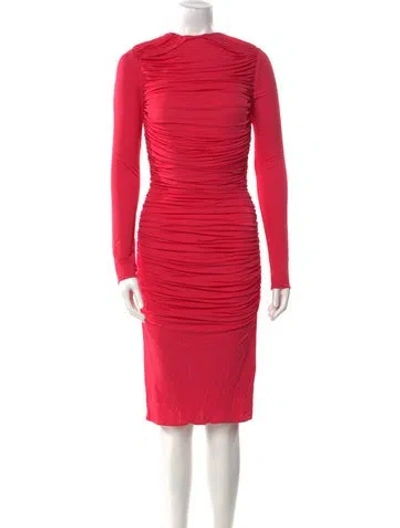 Pre-owned Tom Ford Bateau Neckline Midi Length Dress In Red