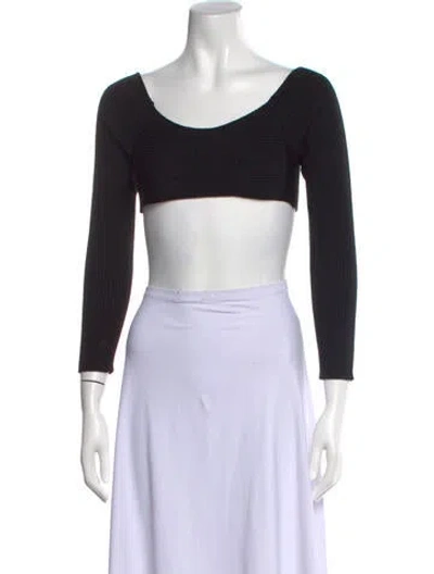 Pre-owned Tom Ford Bateau Neckline Three-quarter Sleeve Crop Top In Black