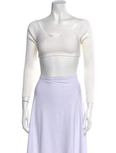 Pre-owned Tom Ford Bateau Neckline Three-quarter Sleeve Crop Top In Neutral