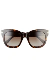 Tom Ford Beatrix 52mm Polarized Gradient Square Sunglasses In Dark Havana/brown