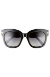 Tom Ford Beatrix 52mm Polarized Gradient Square Sunglasses In Shiny Black/smoke