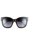 Tom Ford Beatrix 52mm Polarized Lens Oversize Square Sunglasses In Shiny Black/smoke Mirror