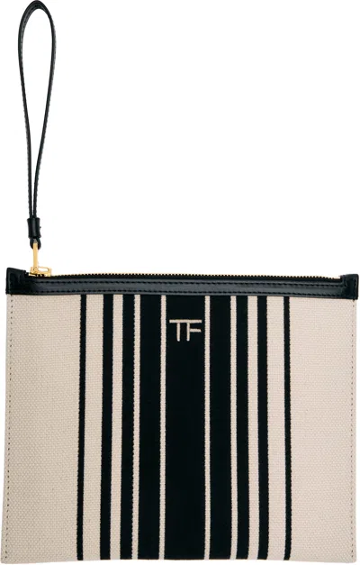 Tom Ford Beige & Black Wristlet Pouch