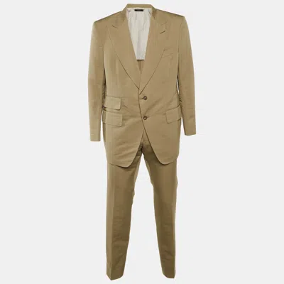 Pre-owned Tom Ford Beige Cotton & Silk Suit Xxl In Sand