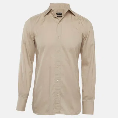 Pre-owned Tom Ford Beige Cotton Button Up Shirt M In Sand