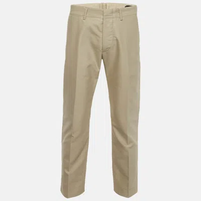 Pre-owned Tom Ford Beige Cotton Chino Button Up Trousers M In Sand