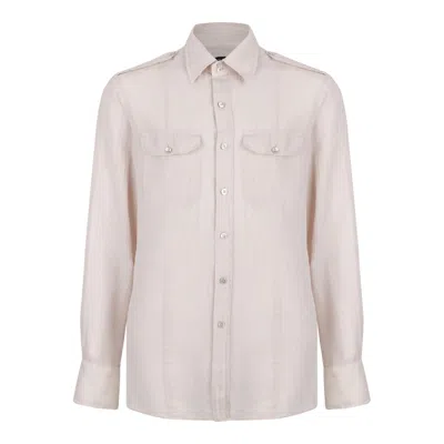 Tom Ford Beige Cotton Silk Shirts In Pink