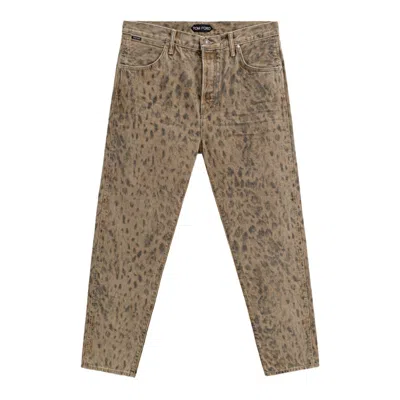 Tom Ford Beige Cotton Tapered Jean In Brown