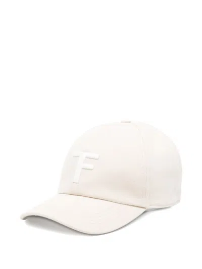 Tom Ford Beige Embroidered Logo Baseball Hat In White