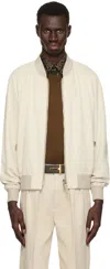 Tom Ford Beige Fluid Gabardine Bomber Jacket In Bone