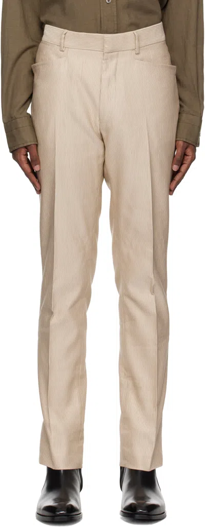 Tom Ford Beige Glamorous Cord Dyllan Trousers In Ivory