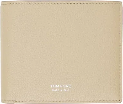 Tom Ford Beige Grain Leather Classic Bifold Wallet In Dune