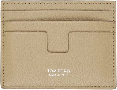 Tom Ford Beige Grain Leather Classic Card Holder In Dune