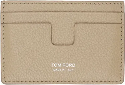 Tom Ford Beige Grain Leather Classic Card Holder In Dune