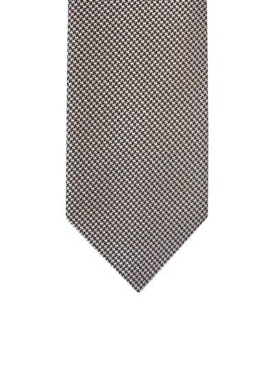 Tom Ford Beige Houndstooth Pattern Tie In Multi