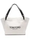 Tom Ford Small Canvas Tote Bag In Beige