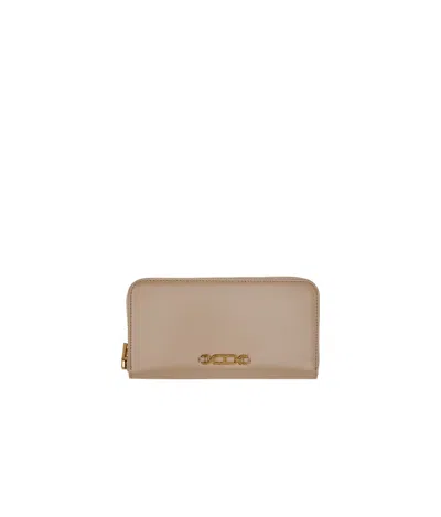 Tom Ford Beige Leather Zip Around Wallet