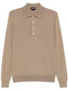 Tom Ford Merino Wool Polo Shirt In Brown