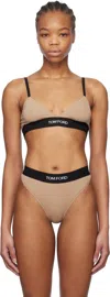 Tom Ford Beige Modal Signature Bra In Dp061 Dusty Rose