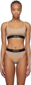 Tom Ford Beige Modal Signature Bralette In Dp061 Dusty Rose