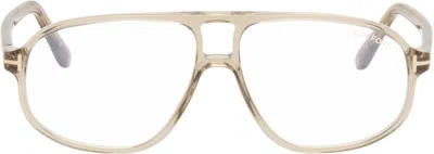 Tom Ford Beige Navigator Blue Light Glasses In Neutral