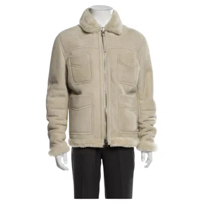 Pre-owned Tom Ford Beige Shearling-lined Suede Jacket In Brown