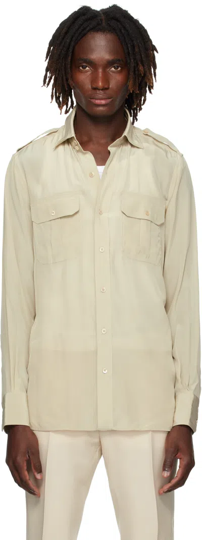 Tom Ford Beige Silk Shirt In White